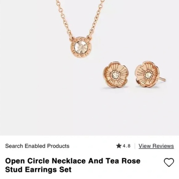 Coach Rose Gold Plated & Cubic Zirconia Necklace & Earring Set - Picture 7 of 7